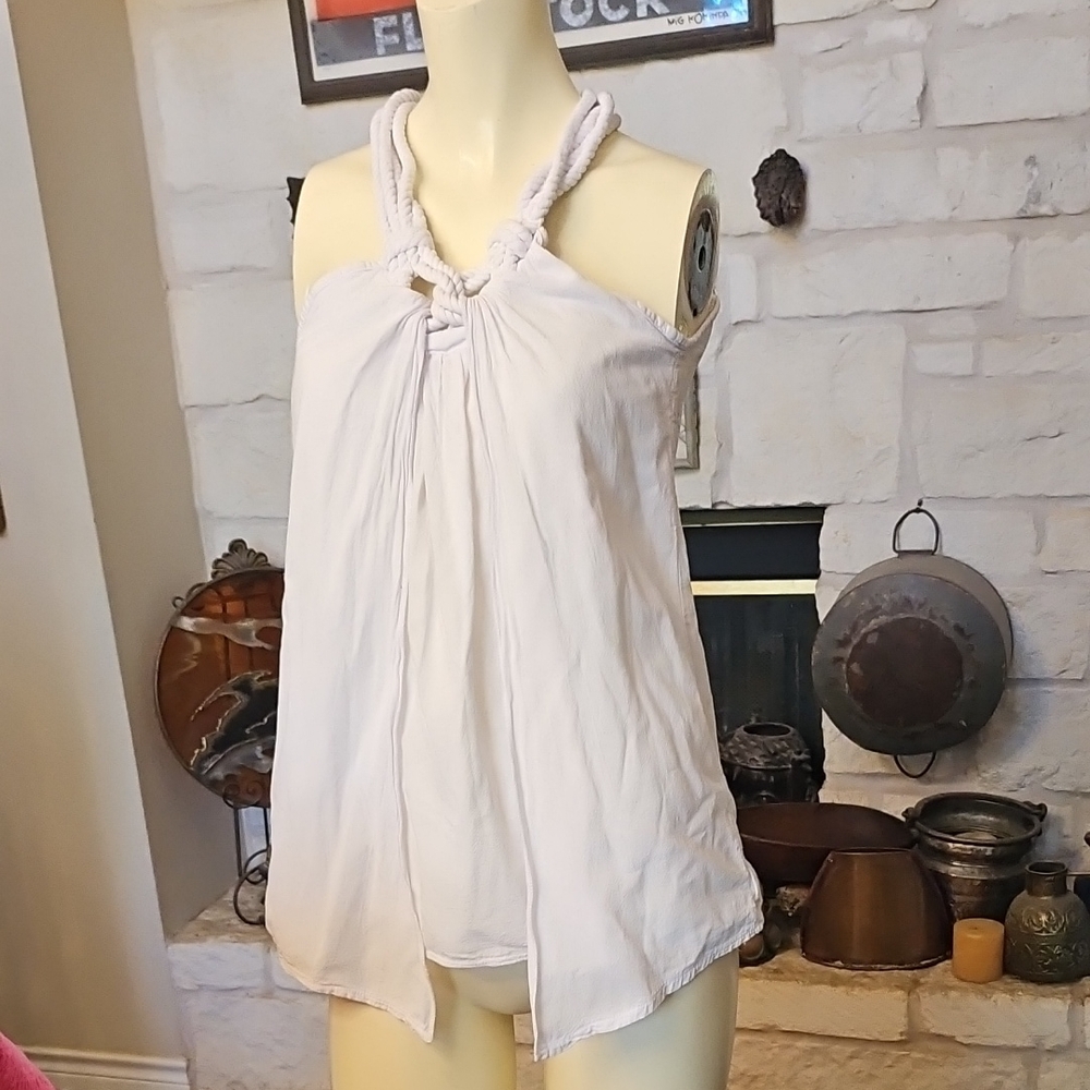 Giocam Gorgeous Women's White Cotton Roped Tank Top Size Small